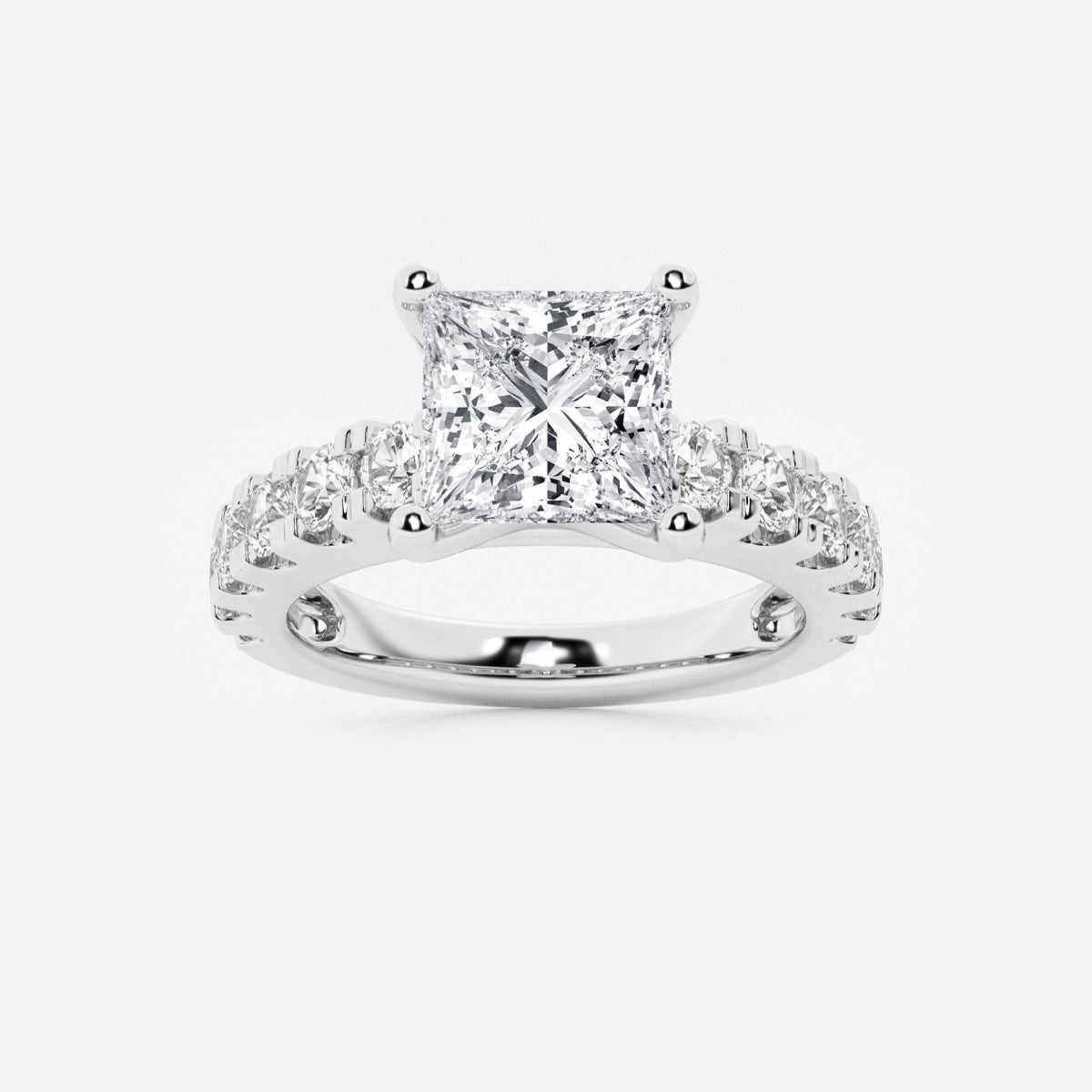 Aurora - Split Prong Side Stones Engagement Ring