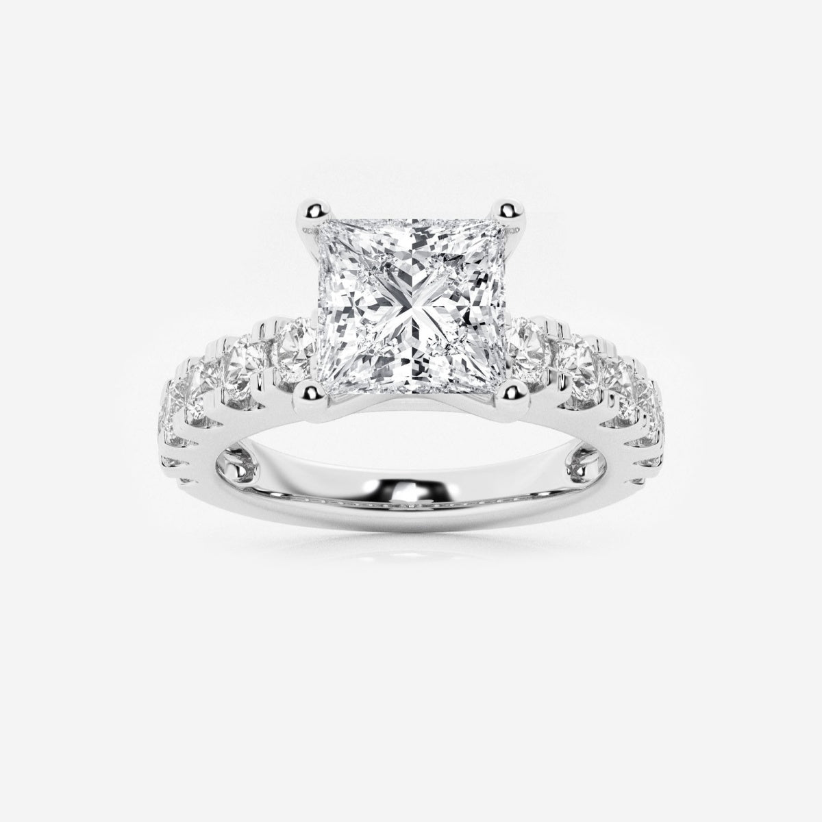 Aurora - Split Prong Side Stones Engagement Ring