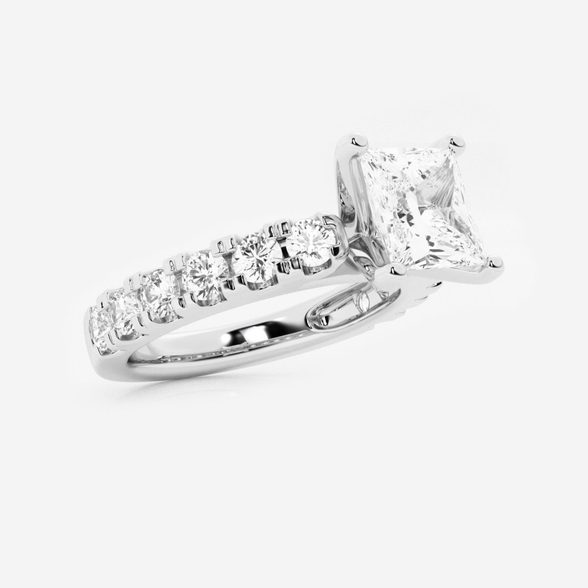 Aurora - Split Prong Side Stones Engagement Ring