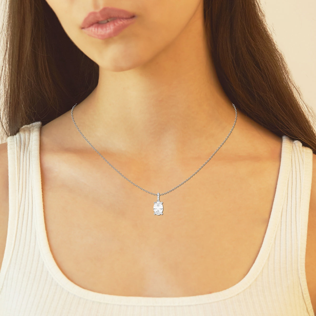 Elise - Elegant Hidden Halo Pendant Necklaces