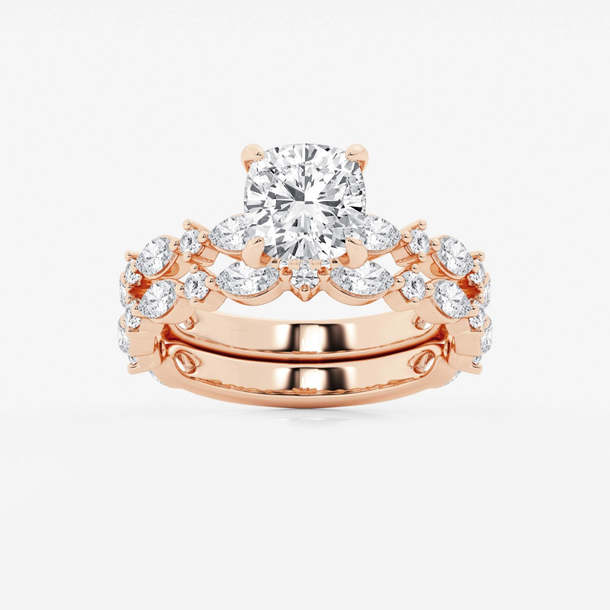 Emilia - Cushion Bridal Set Engagement Ring