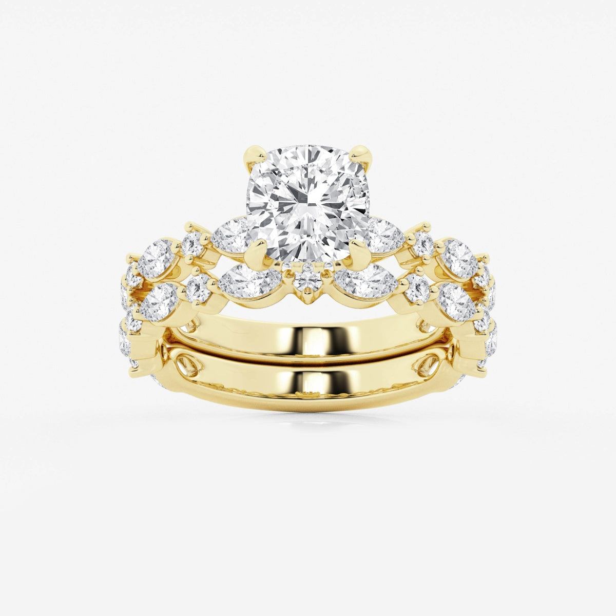 Emilia - Cushion Bridal Set Engagement Ring