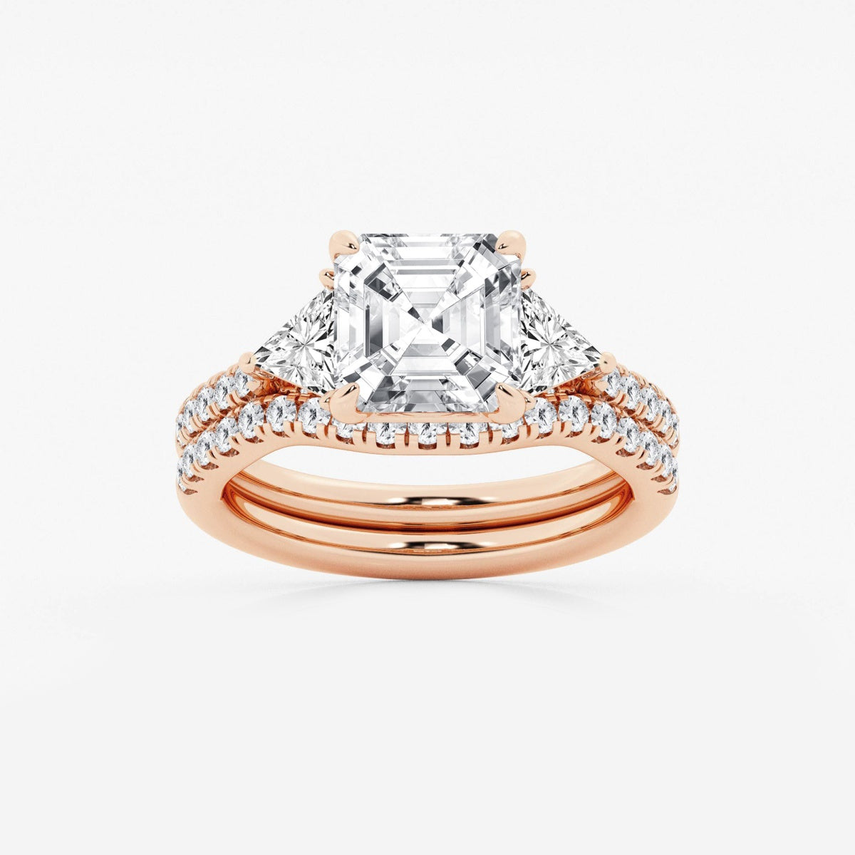 Isla - Three-Stone Bridal Set Engagement Ring