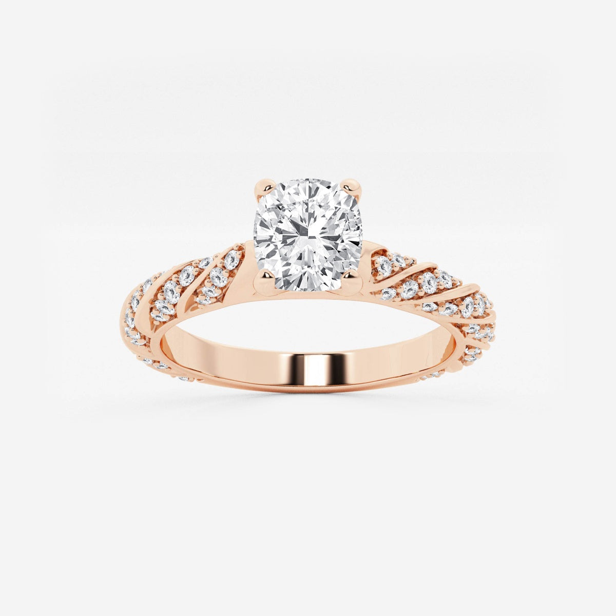 Lila - Ribbon Side Stones Engagement Ring