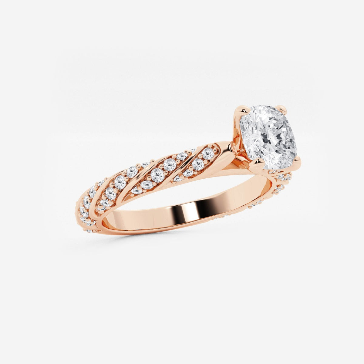 Lila - Ribbon Side Stones Engagement Ring