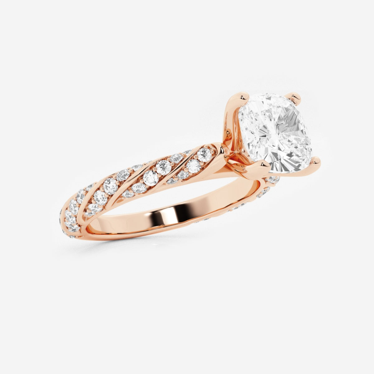 Lila - Ribbon Side Stones Engagement Ring