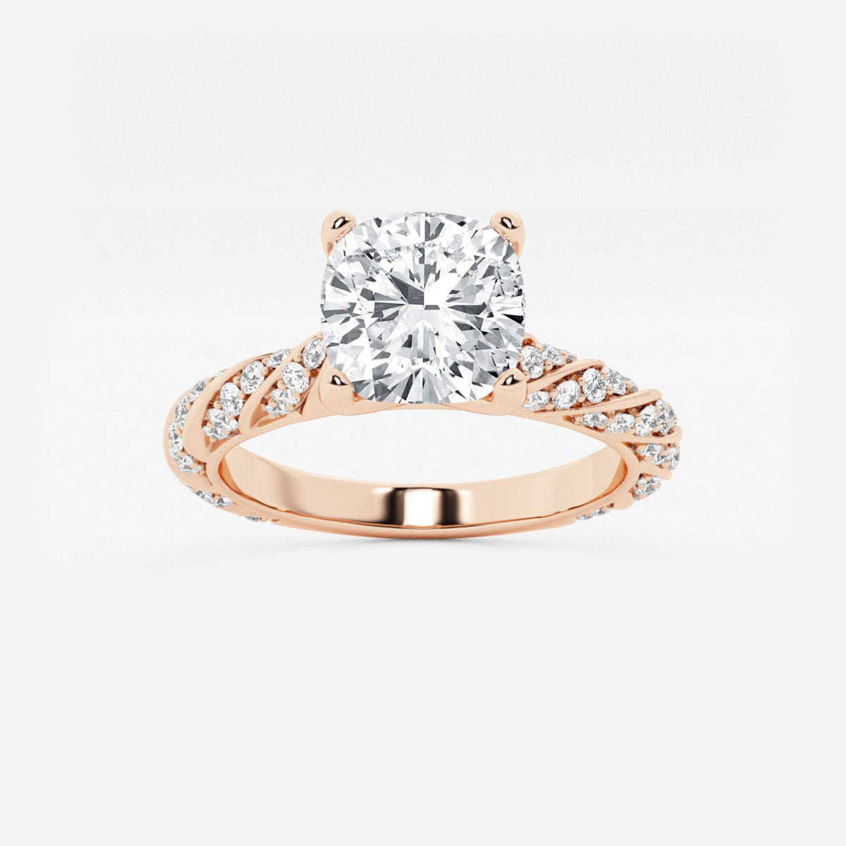 Lila - Ribbon Side Stones Engagement Ring