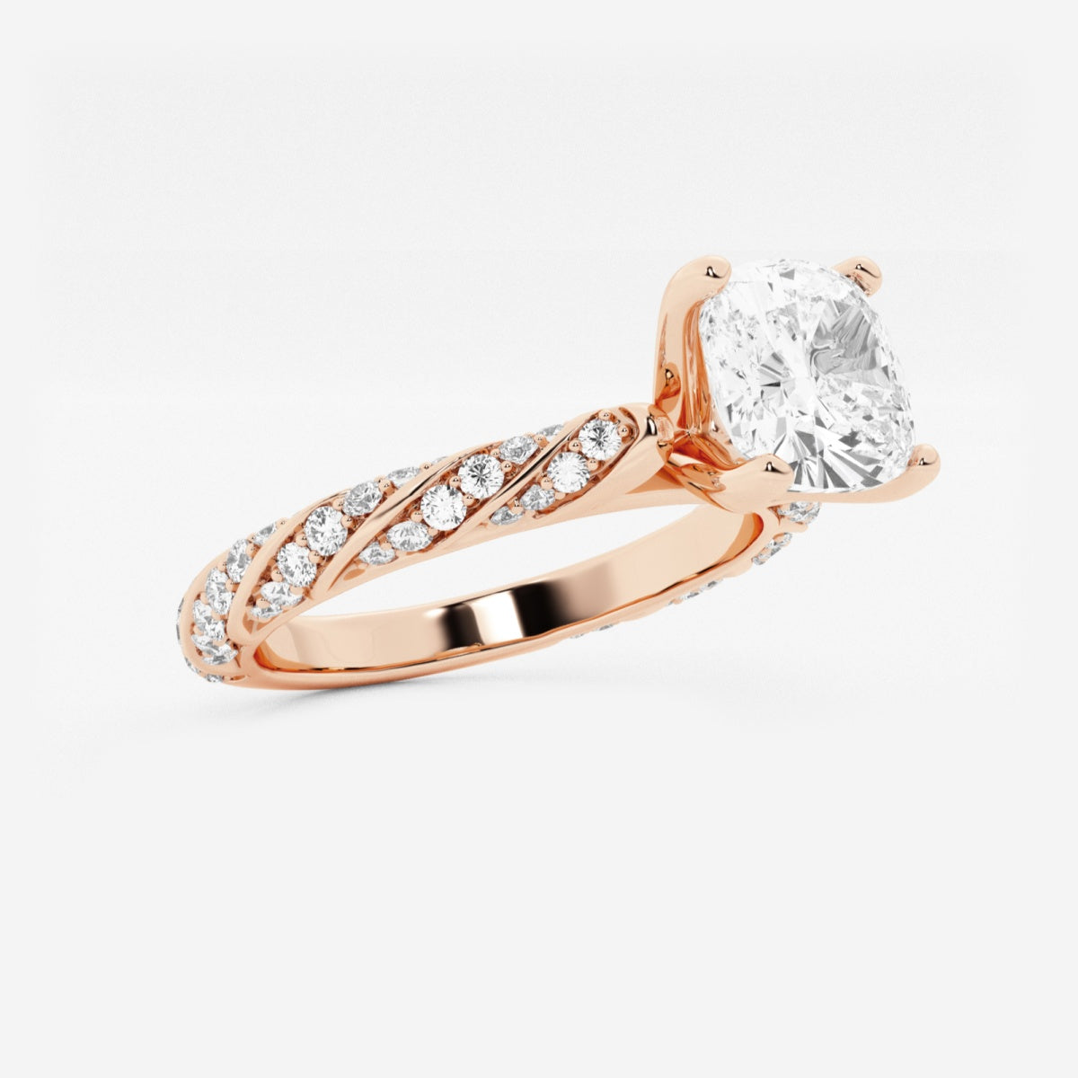 Lila - Ribbon Side Stones Engagement Ring