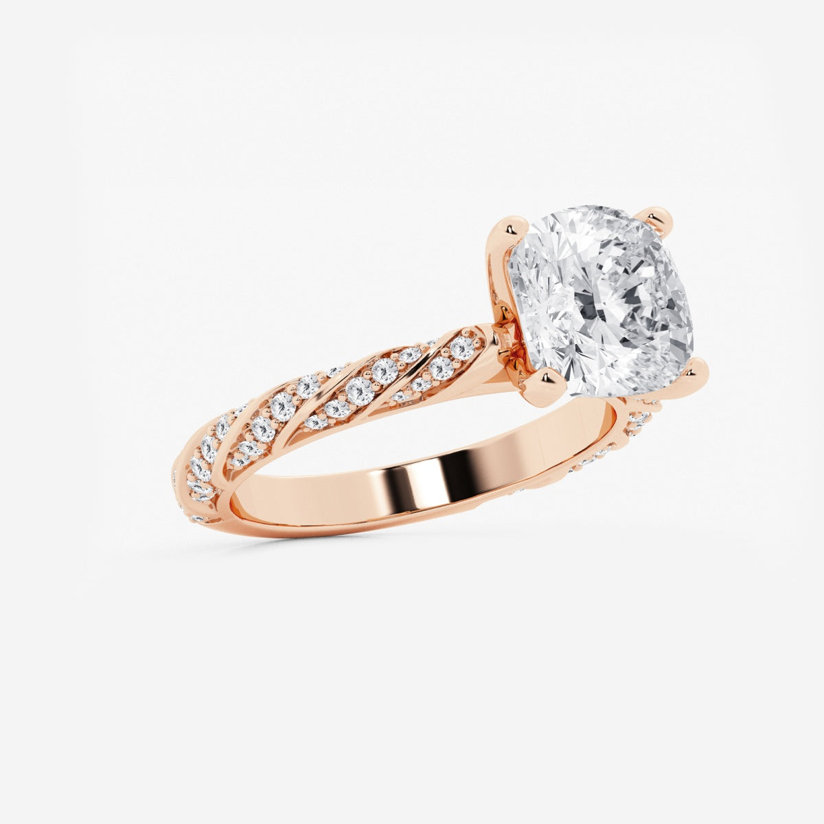 Lila - Ribbon Side Stones Engagement Ring