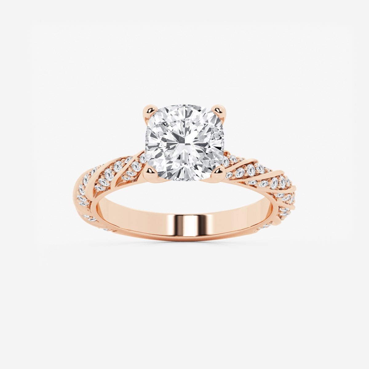 Lila - Ribbon Side Stones Engagement Ring