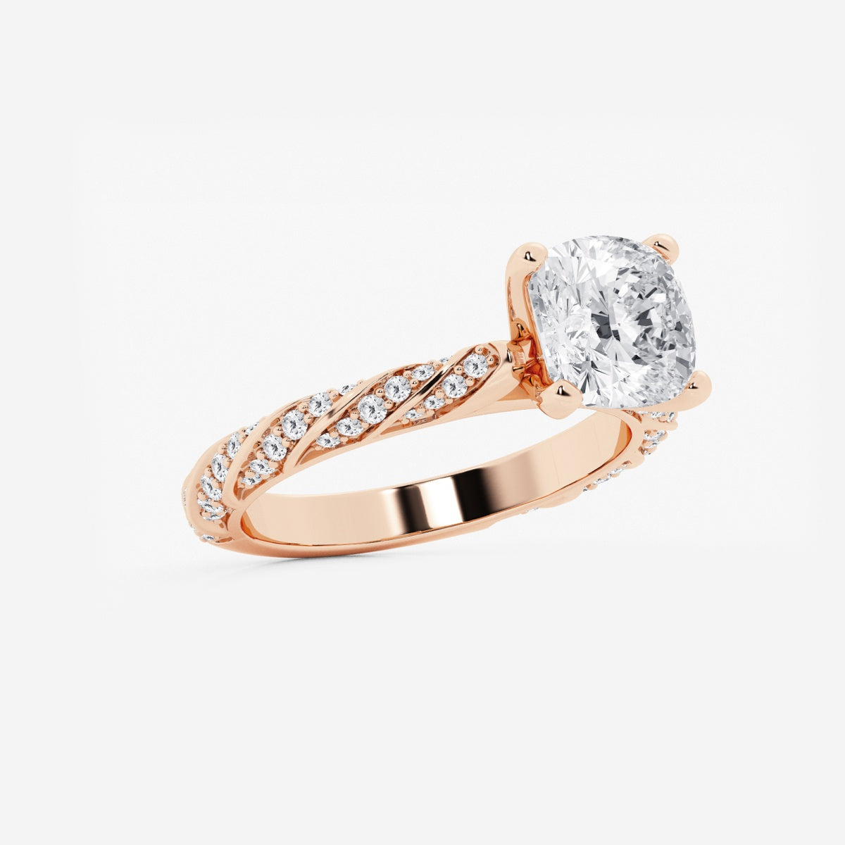 Lila - Ribbon Side Stones Engagement Ring