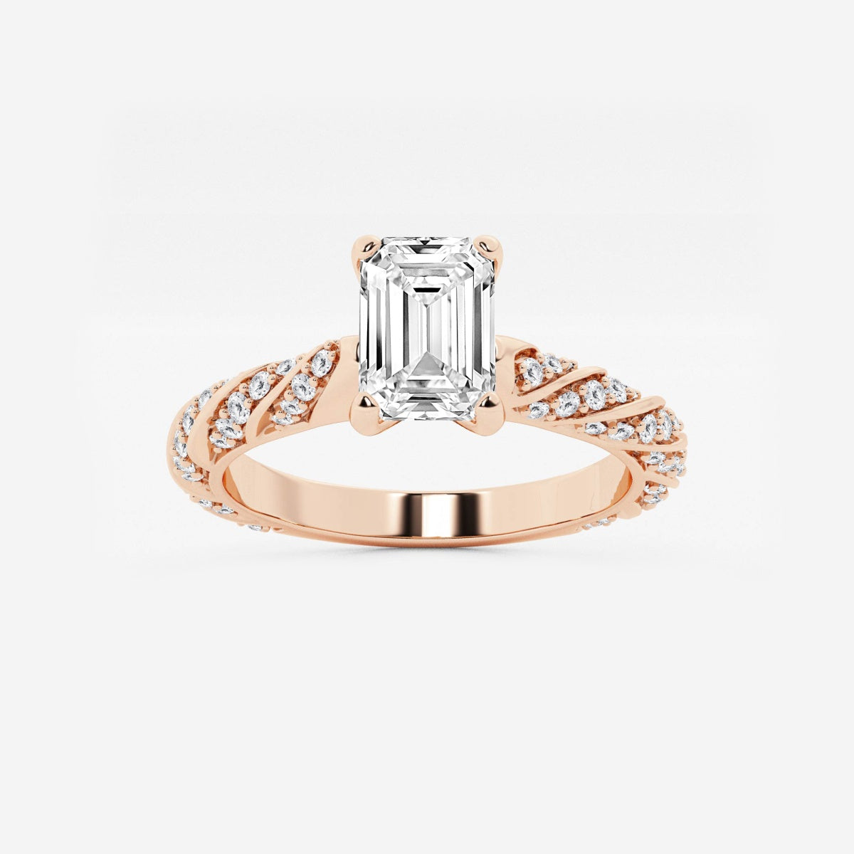 Lila - Ribbon Side Stones Engagement Ring