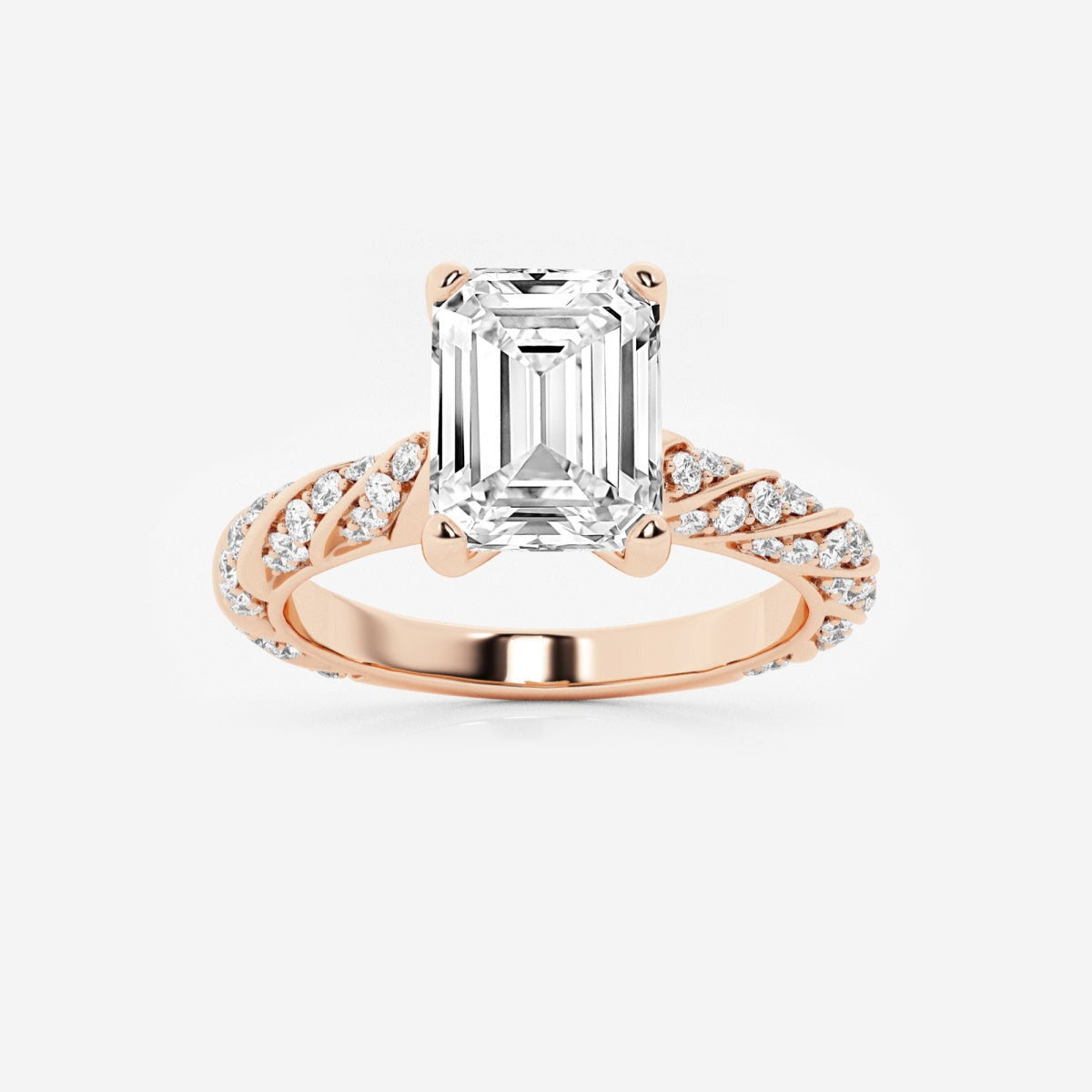 Lila - Ribbon Side Stones Engagement Ring