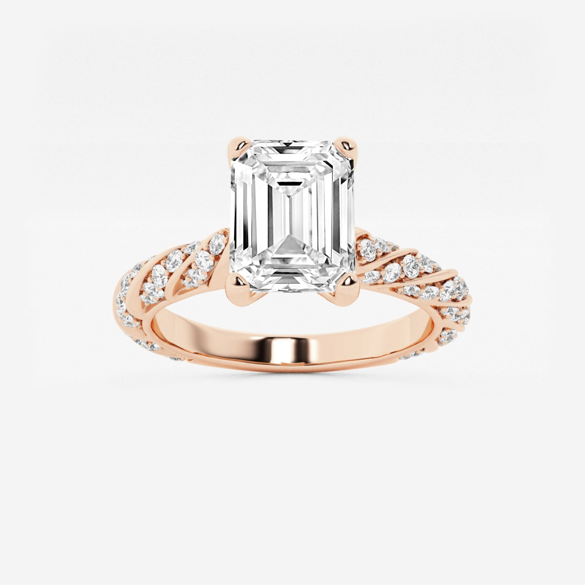 Lila - Ribbon Side Stones Engagement Ring