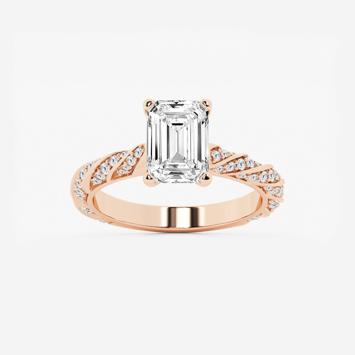 Lila - Ribbon Side Stones Engagement Ring