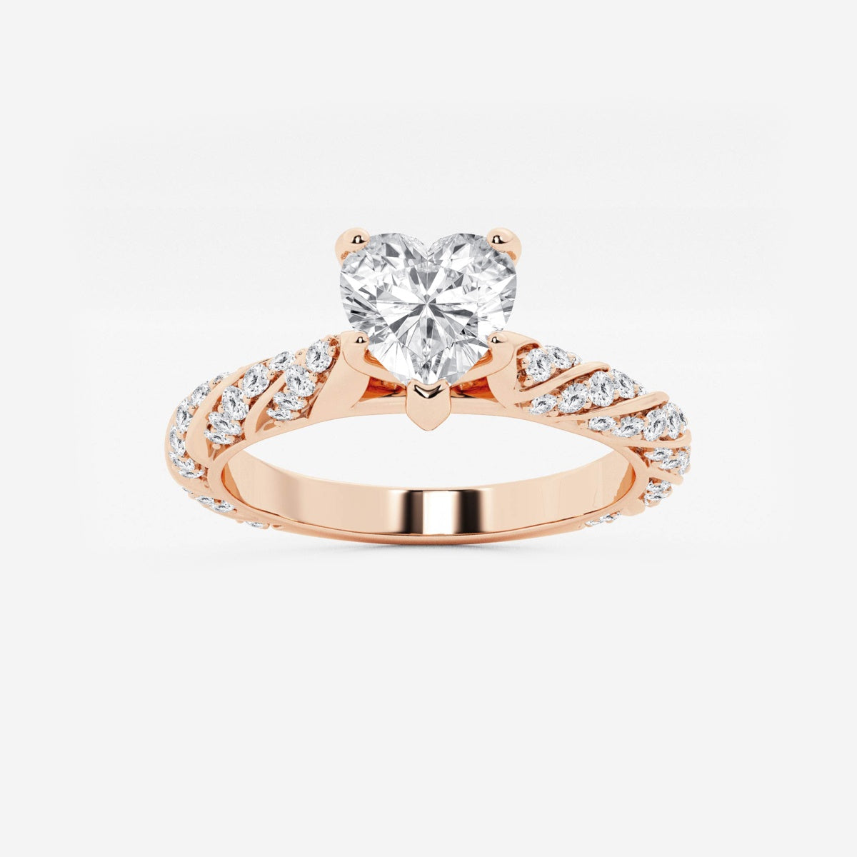 Lila - Ribbon Side Stones Engagement Ring