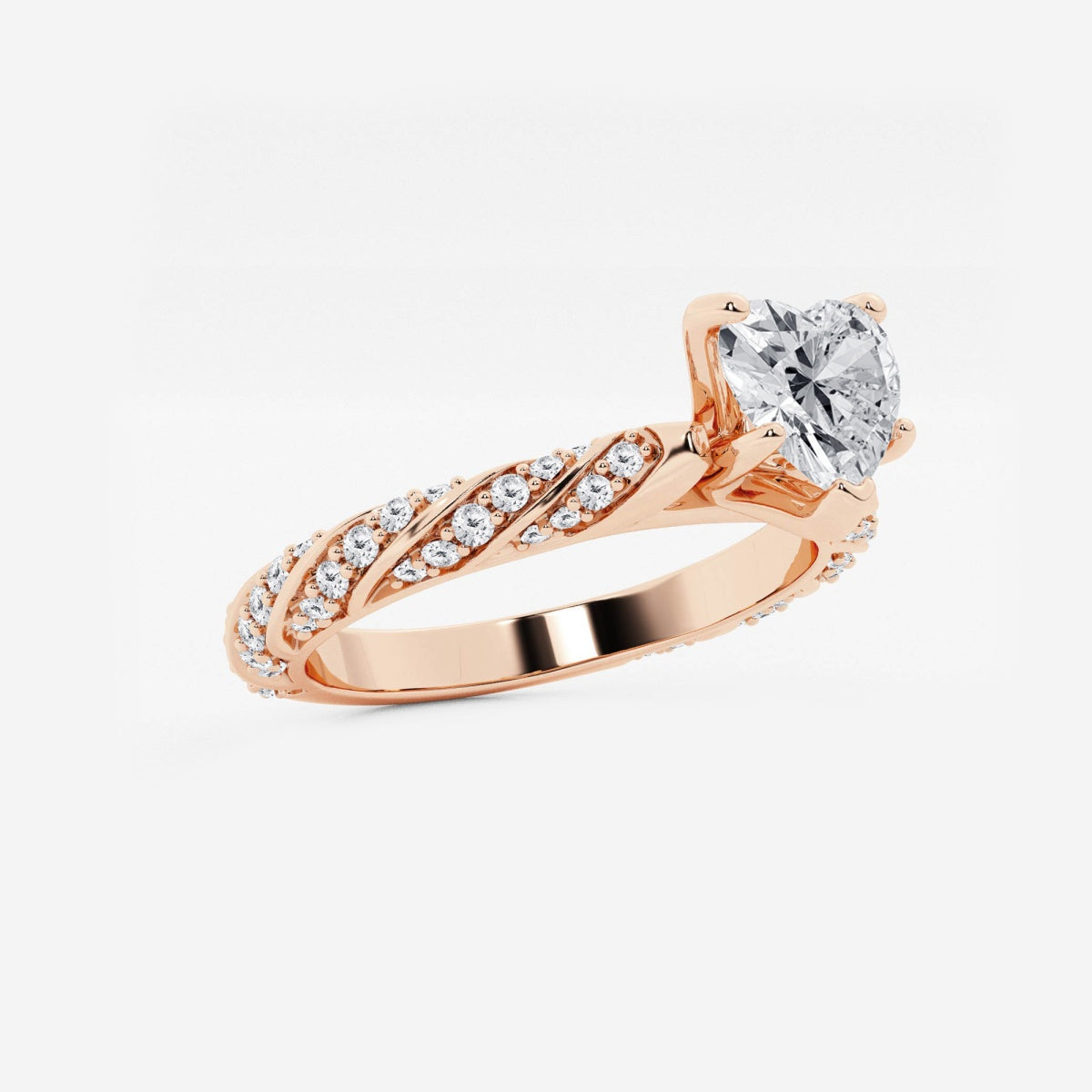 Lila - Ribbon Side Stones Engagement Ring