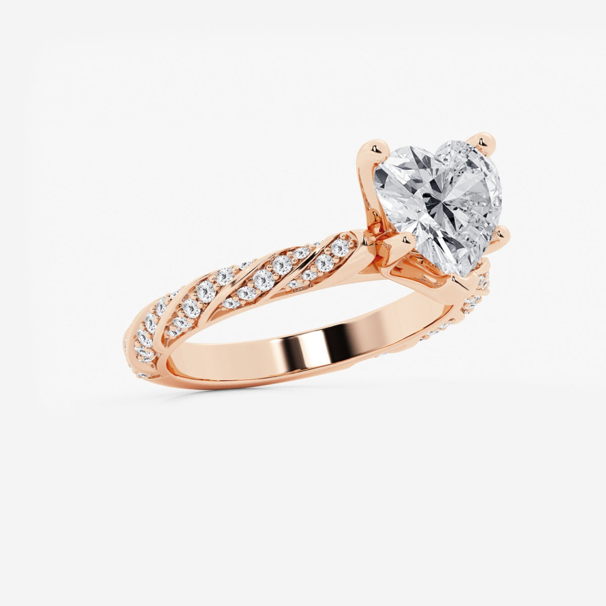 Lila - Ribbon Side Stones Engagement Ring