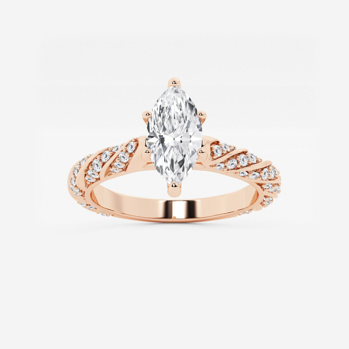 Lila - Ribbon Side Stones Engagement Ring