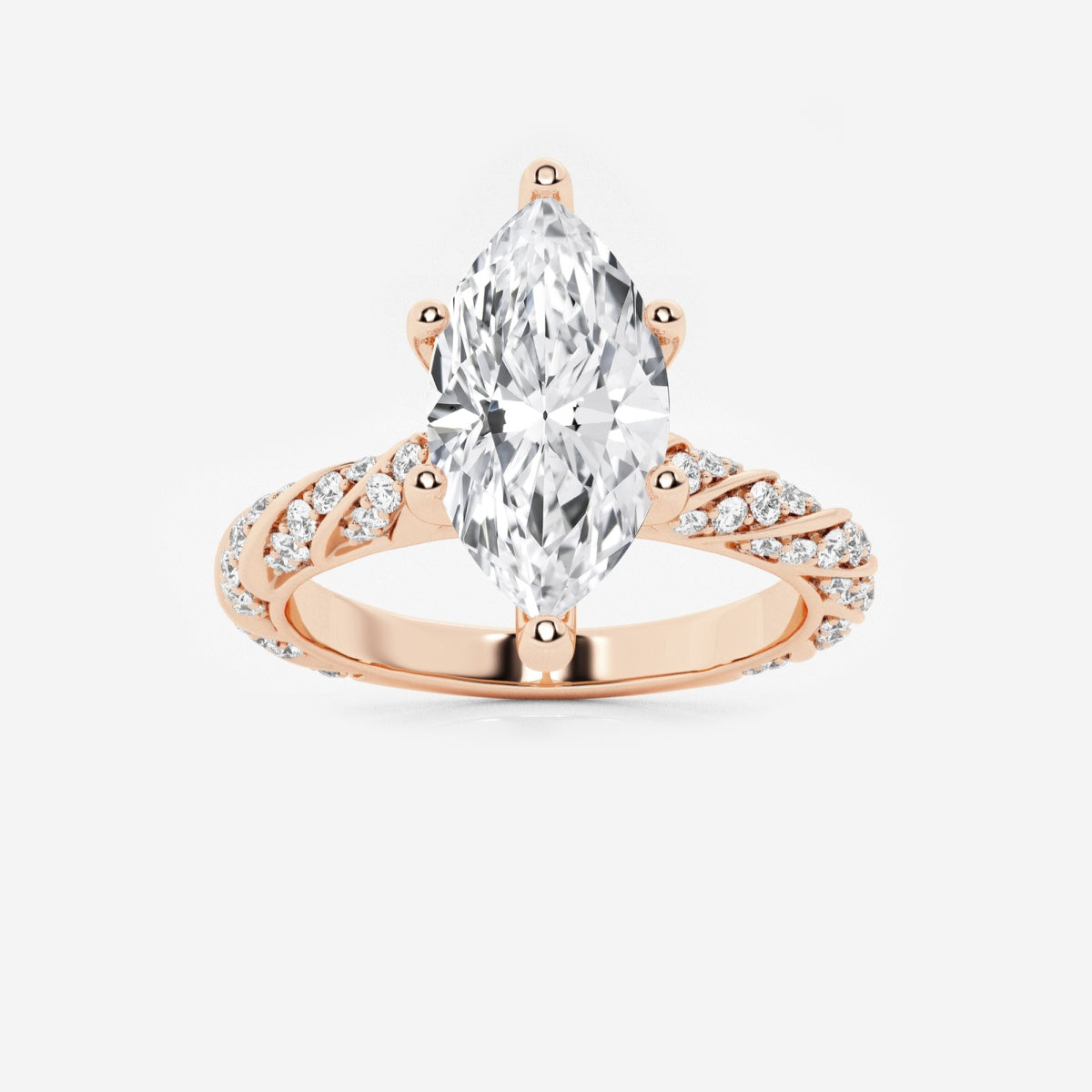 Lila - Ribbon Side Stones Engagement Ring