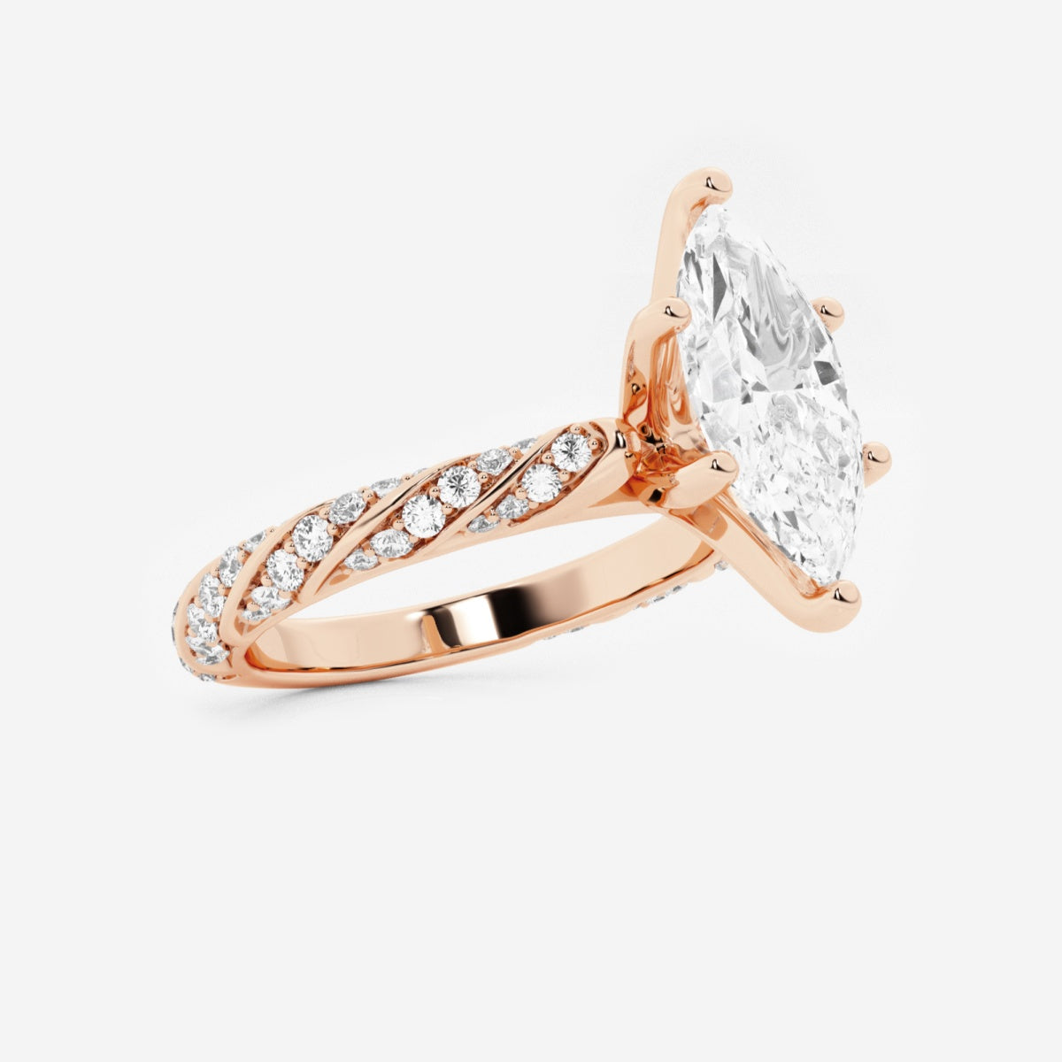 Lila - Ribbon Side Stones Engagement Ring