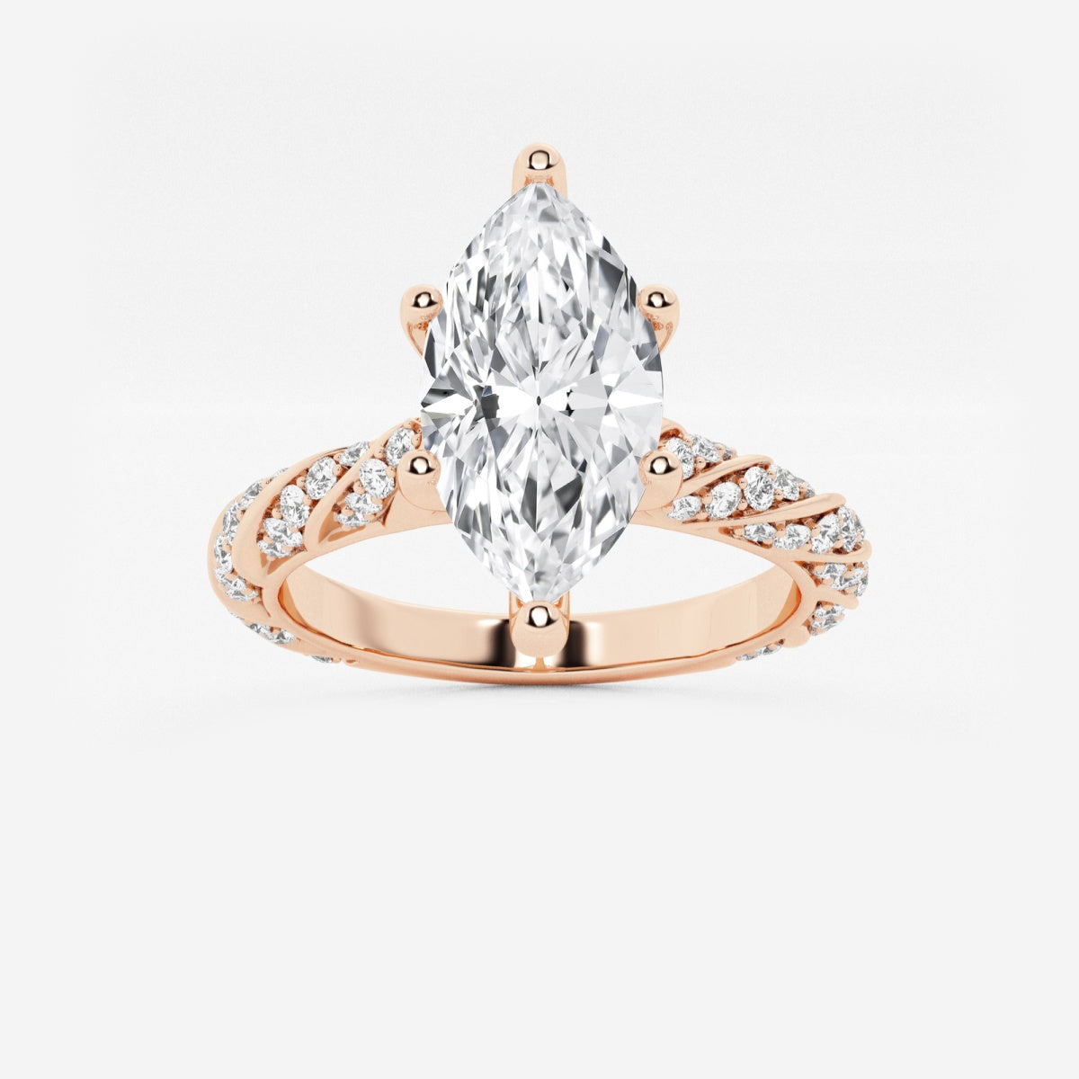 Lila - Ribbon Side Stones Engagement Ring