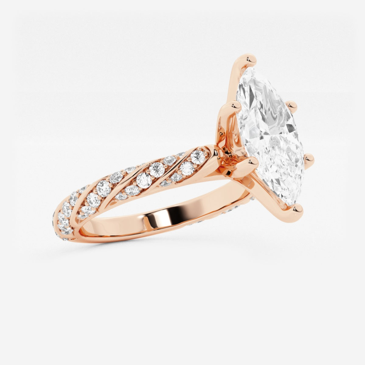 Lila - Ribbon Side Stones Engagement Ring