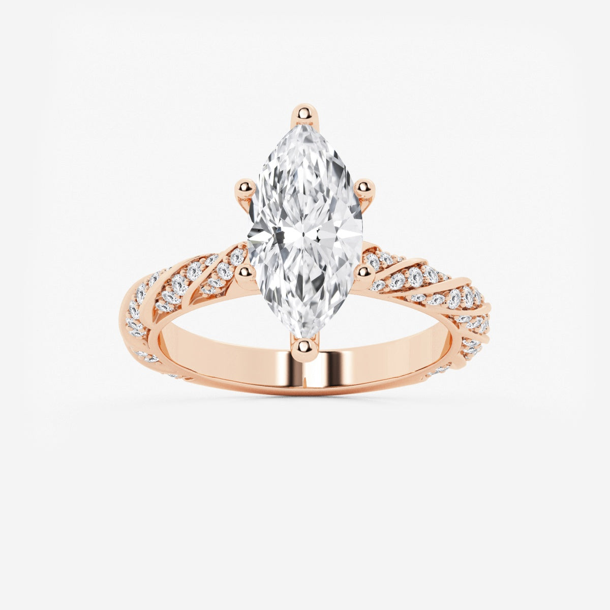 Lila - Ribbon Side Stones Engagement Ring