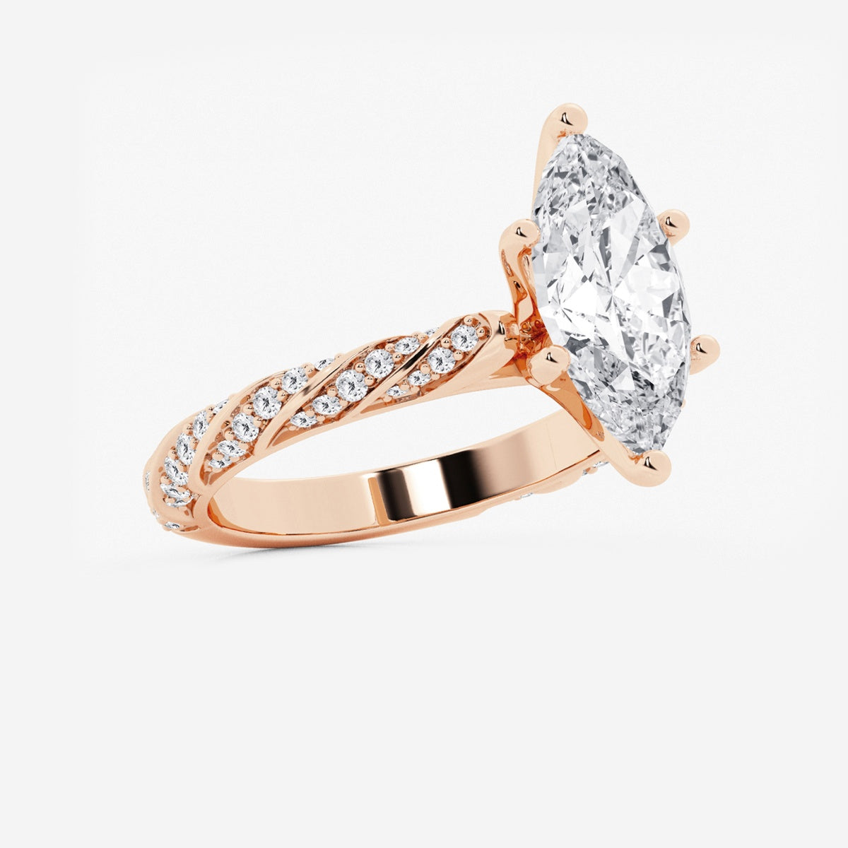 Lila - Ribbon Side Stones Engagement Ring