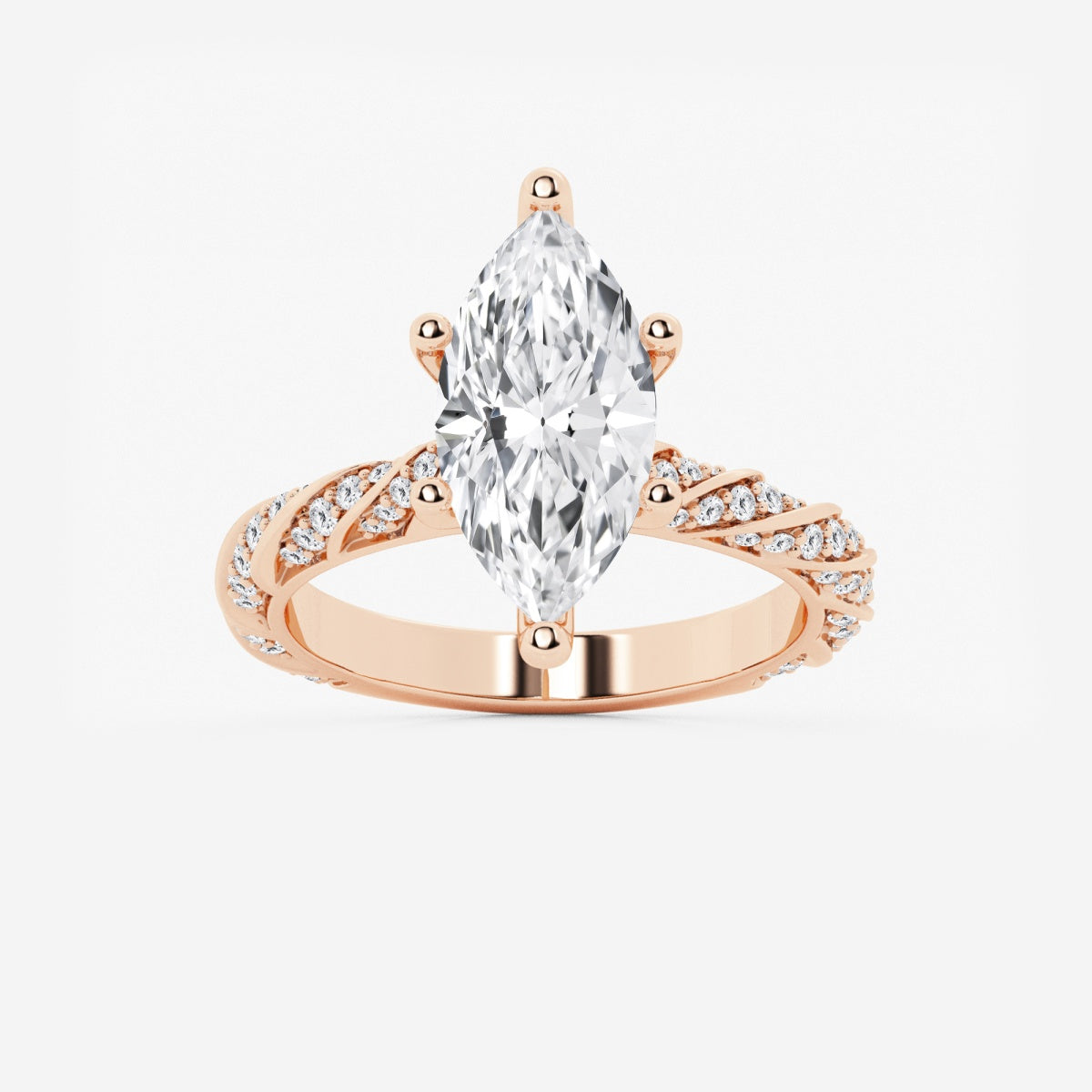 Lila - Ribbon Side Stones Engagement Ring