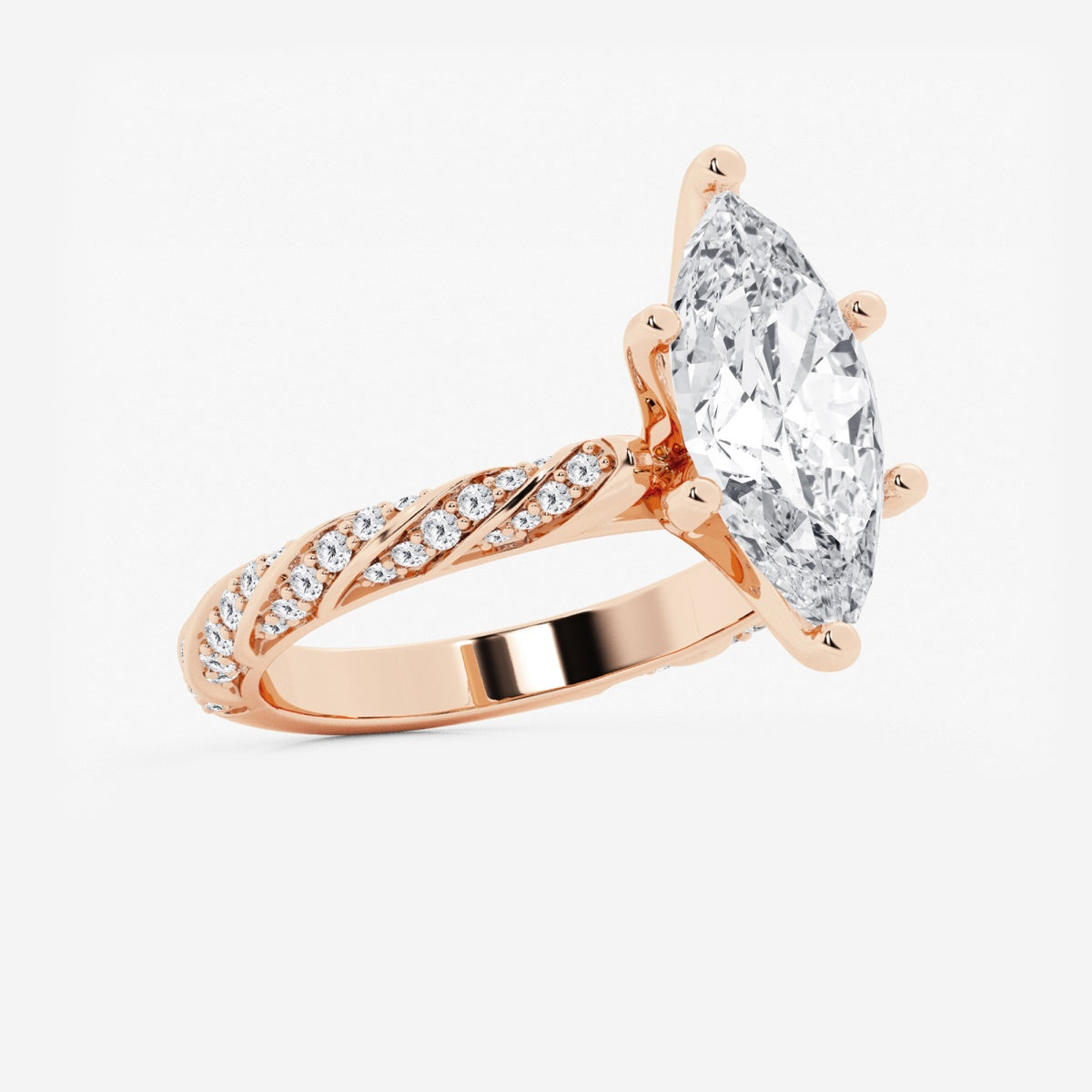 Lila - Ribbon Side Stones Engagement Ring