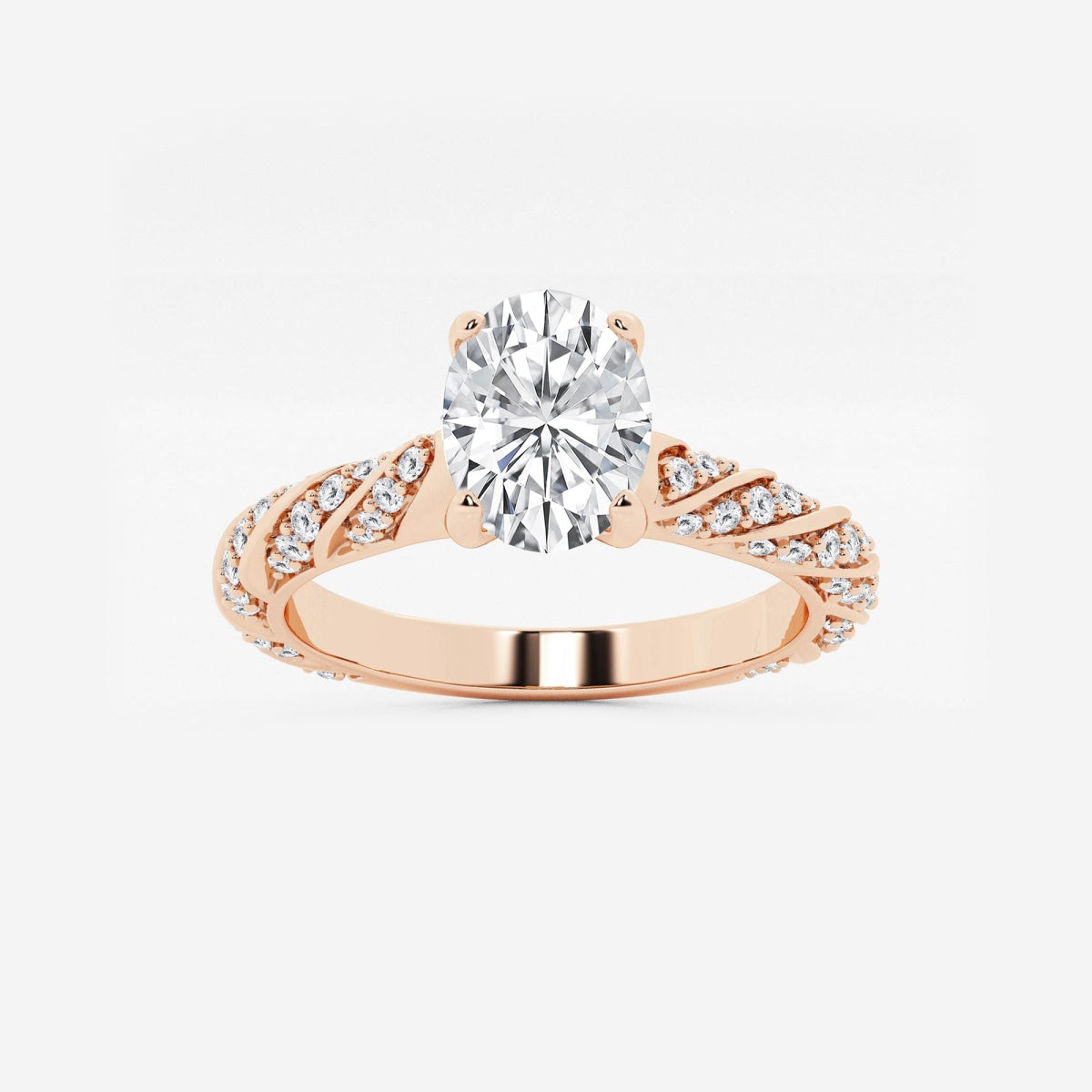 Lila - Ribbon Side Stones Engagement Ring