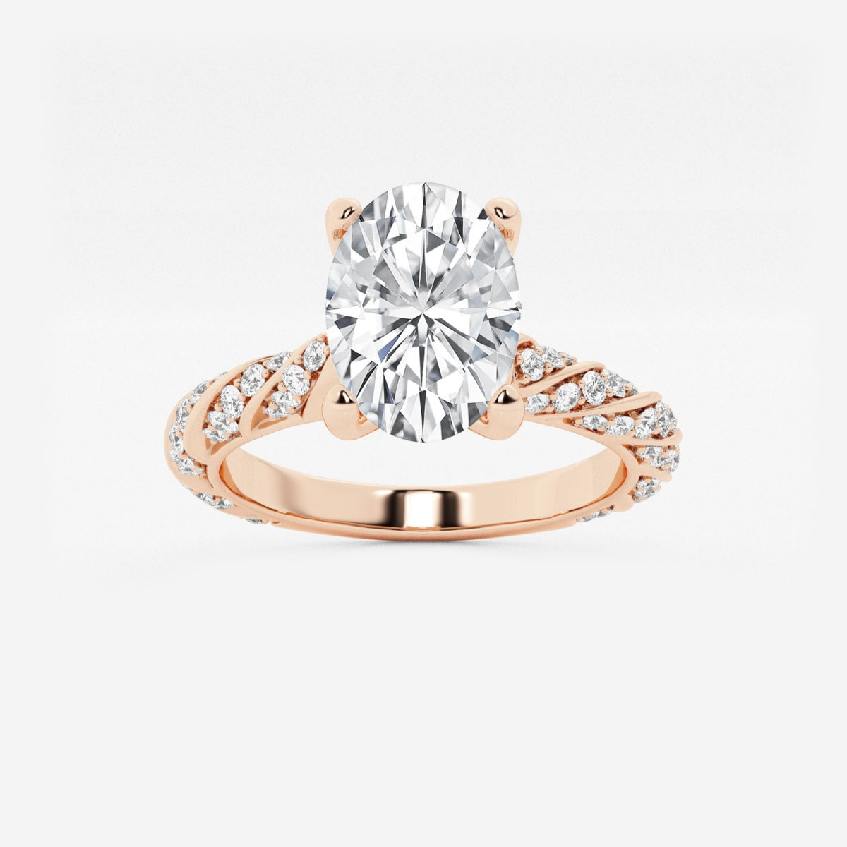 Lila - Ribbon Side Stones Engagement Ring