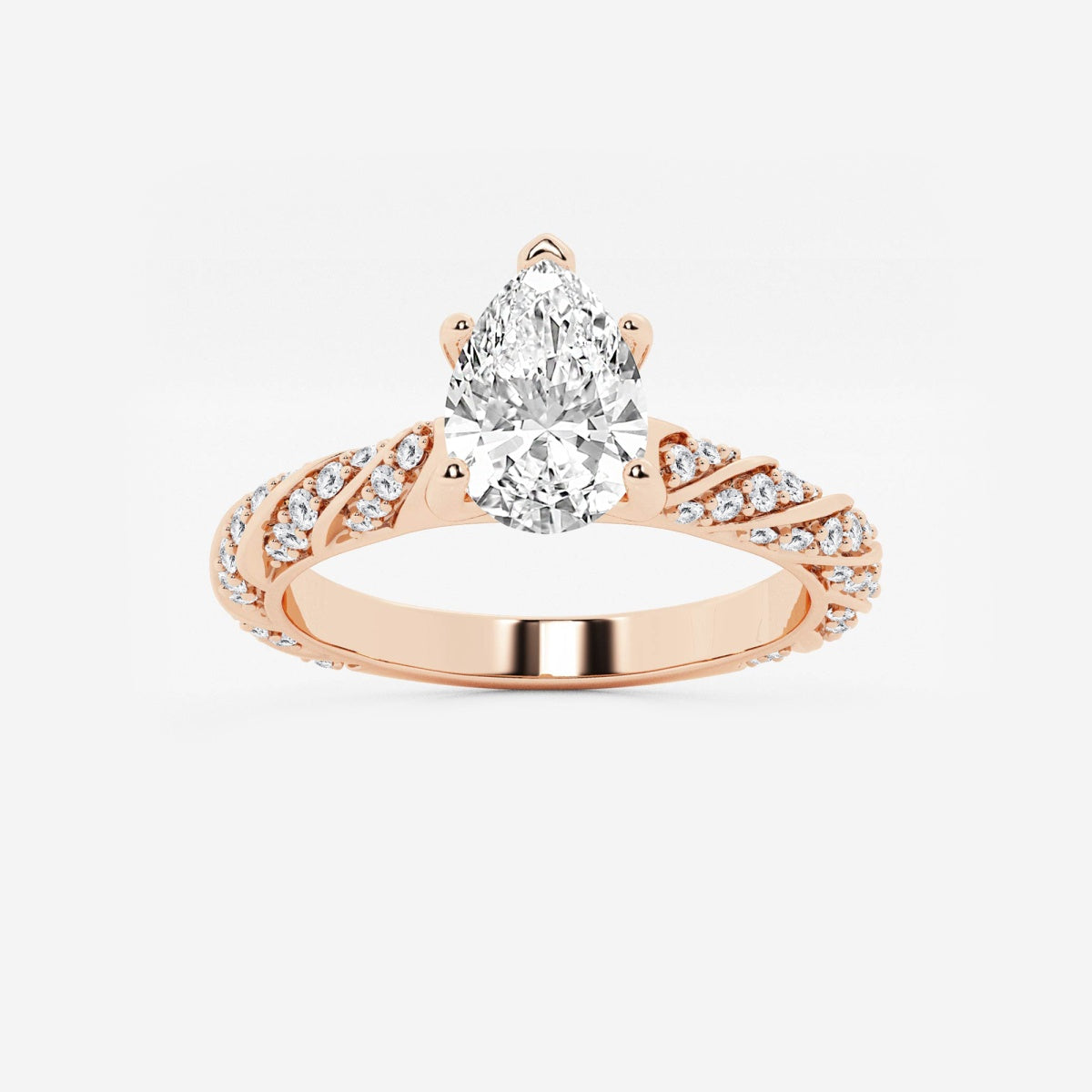 Lila - Ribbon Side Stones Engagement Ring