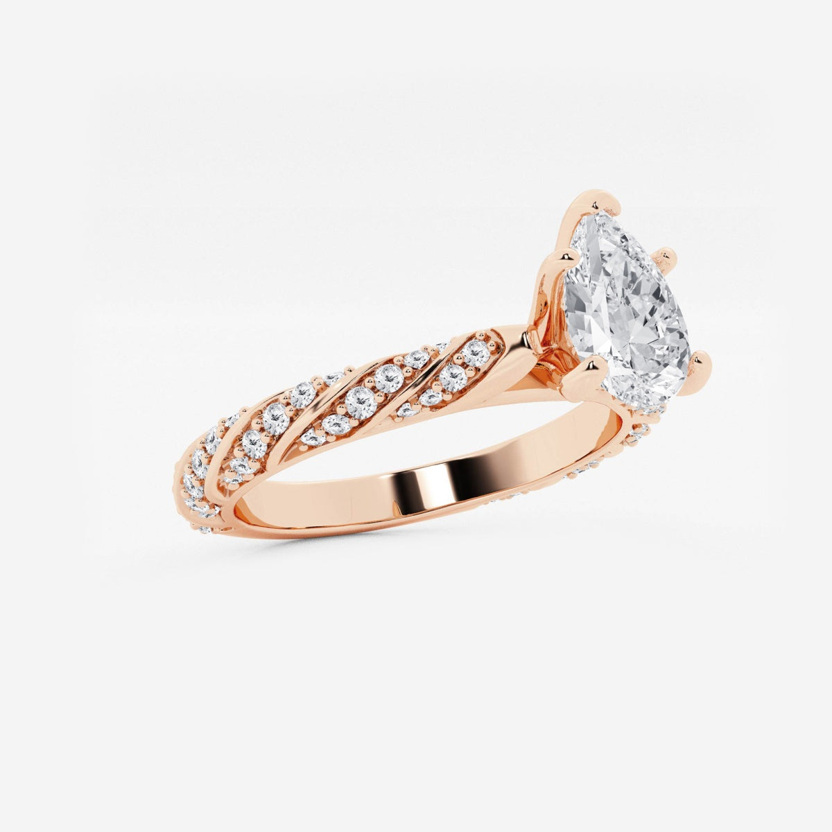 Lila - Ribbon Side Stones Engagement Ring