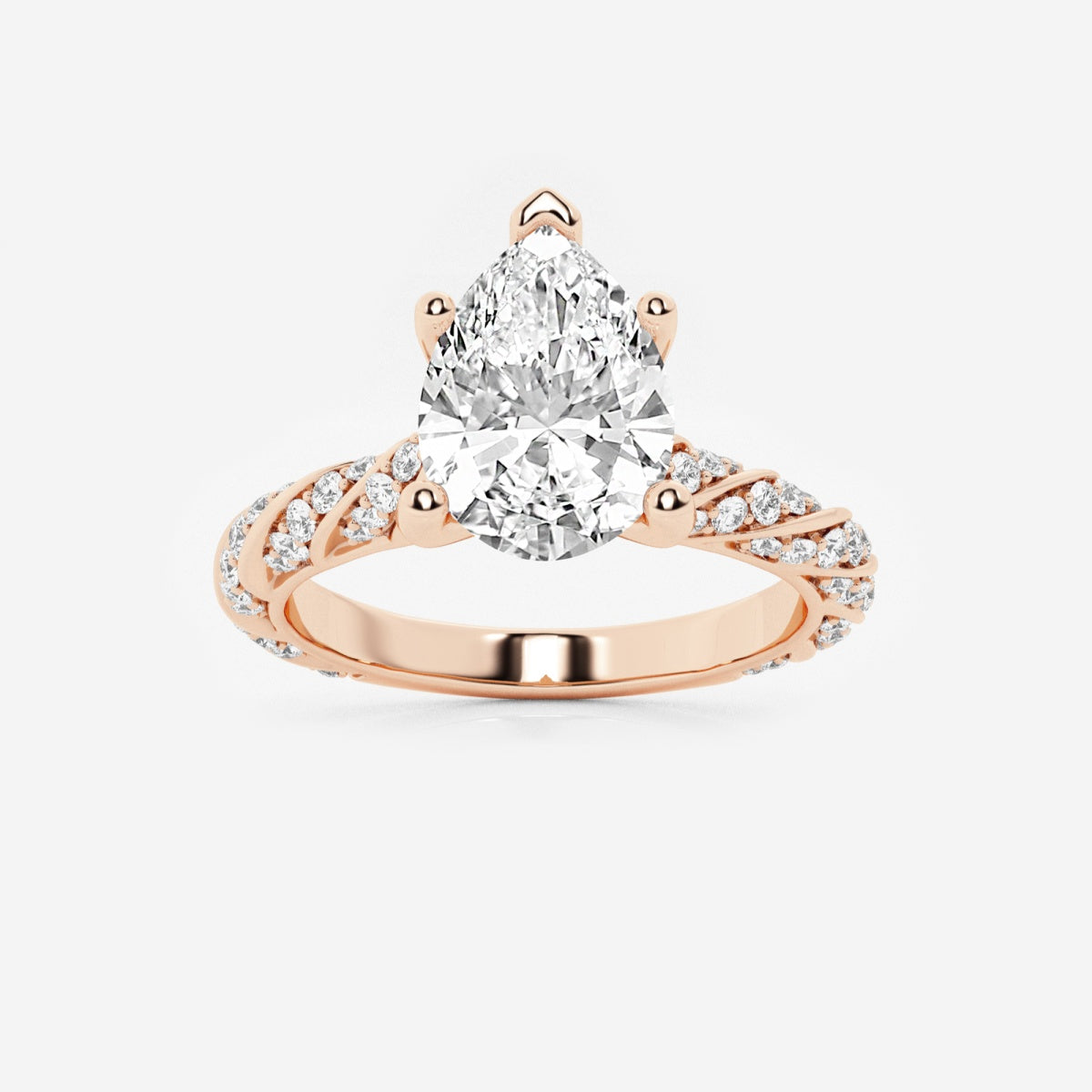 Lila - Ribbon Side Stones Engagement Ring