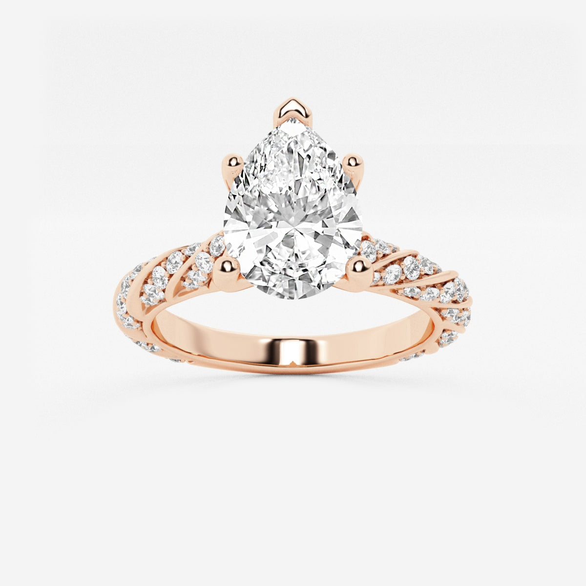 Lila - Ribbon Side Stones Engagement Ring