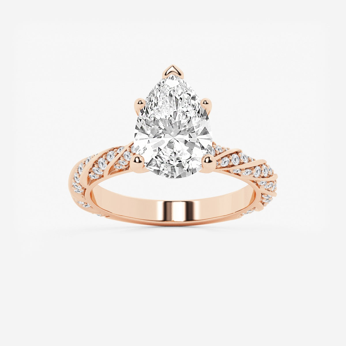 Lila - Ribbon Side Stones Engagement Ring