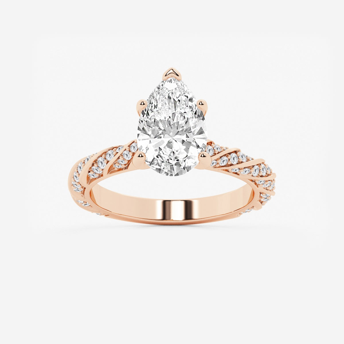 Lila - Ribbon Side Stones Engagement Ring