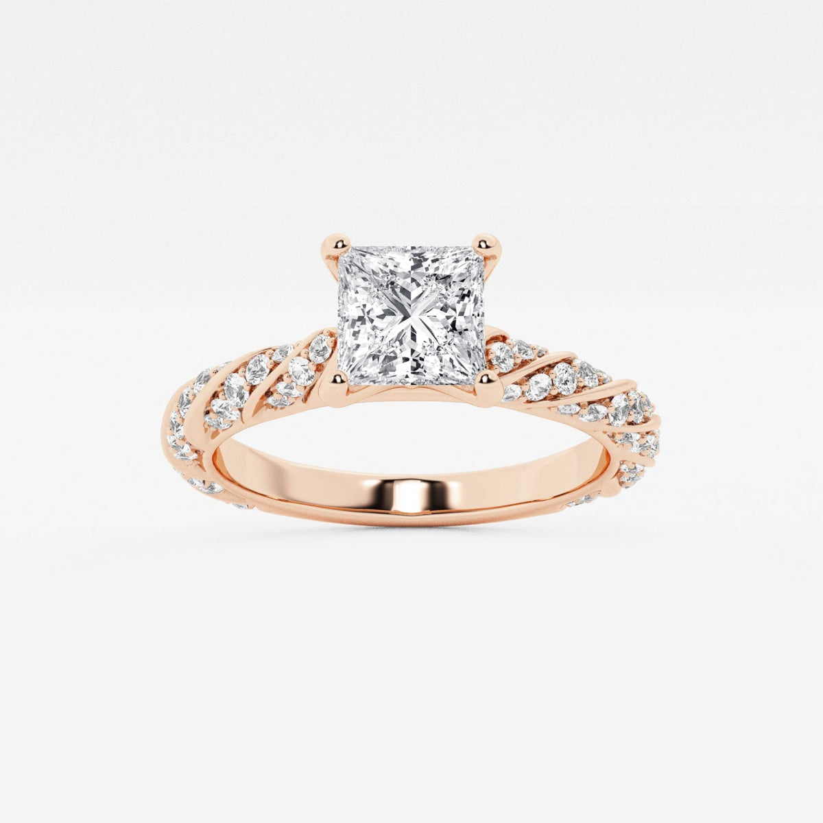 Lila - Ribbon Side Stones Engagement Ring