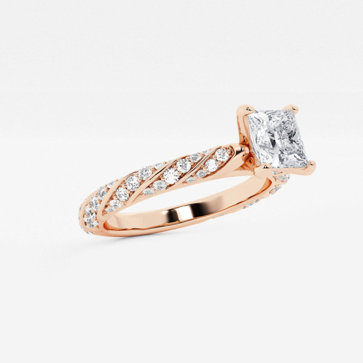 Lila - Ribbon Side Stones Engagement Ring