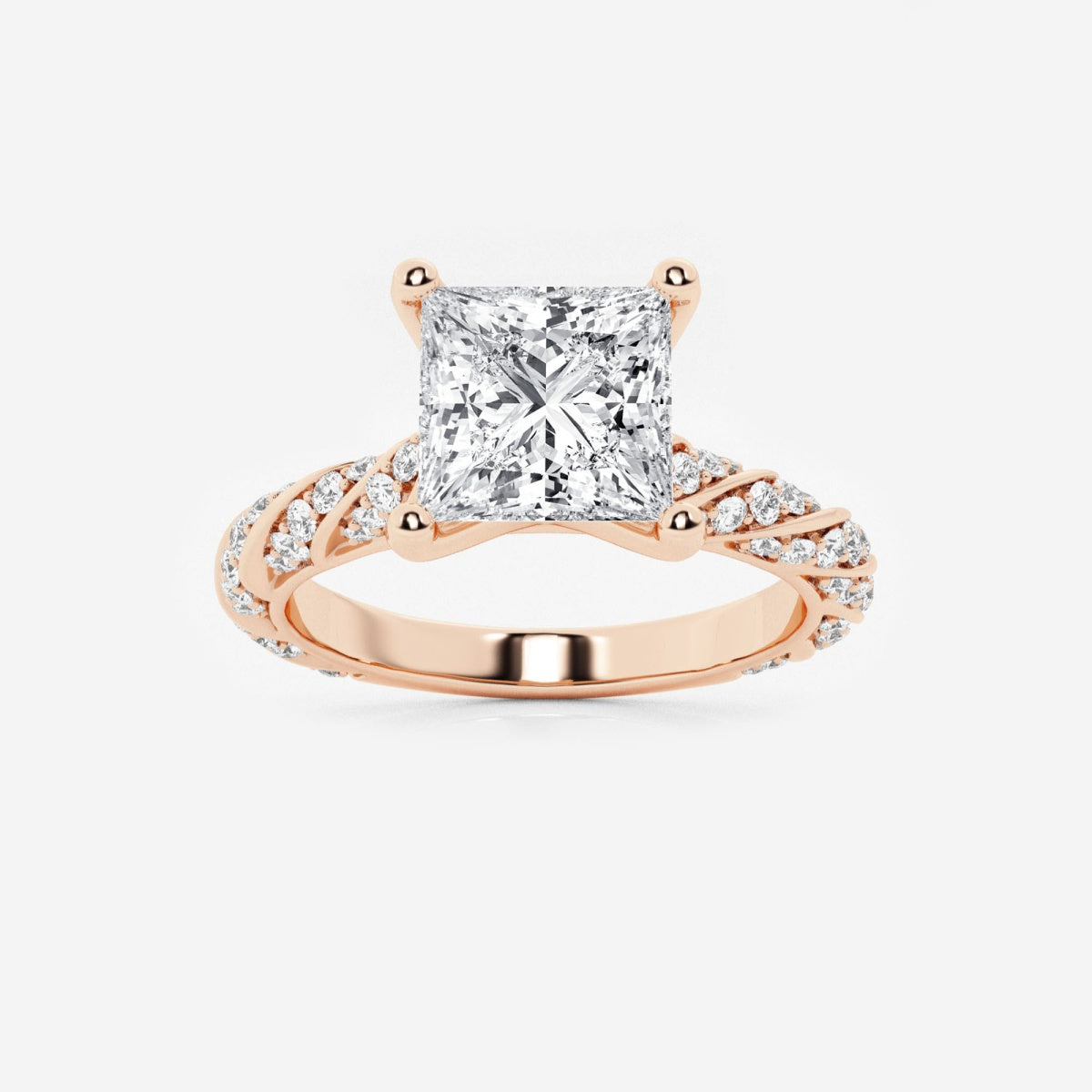 Lila - Ribbon Side Stones Engagement Ring