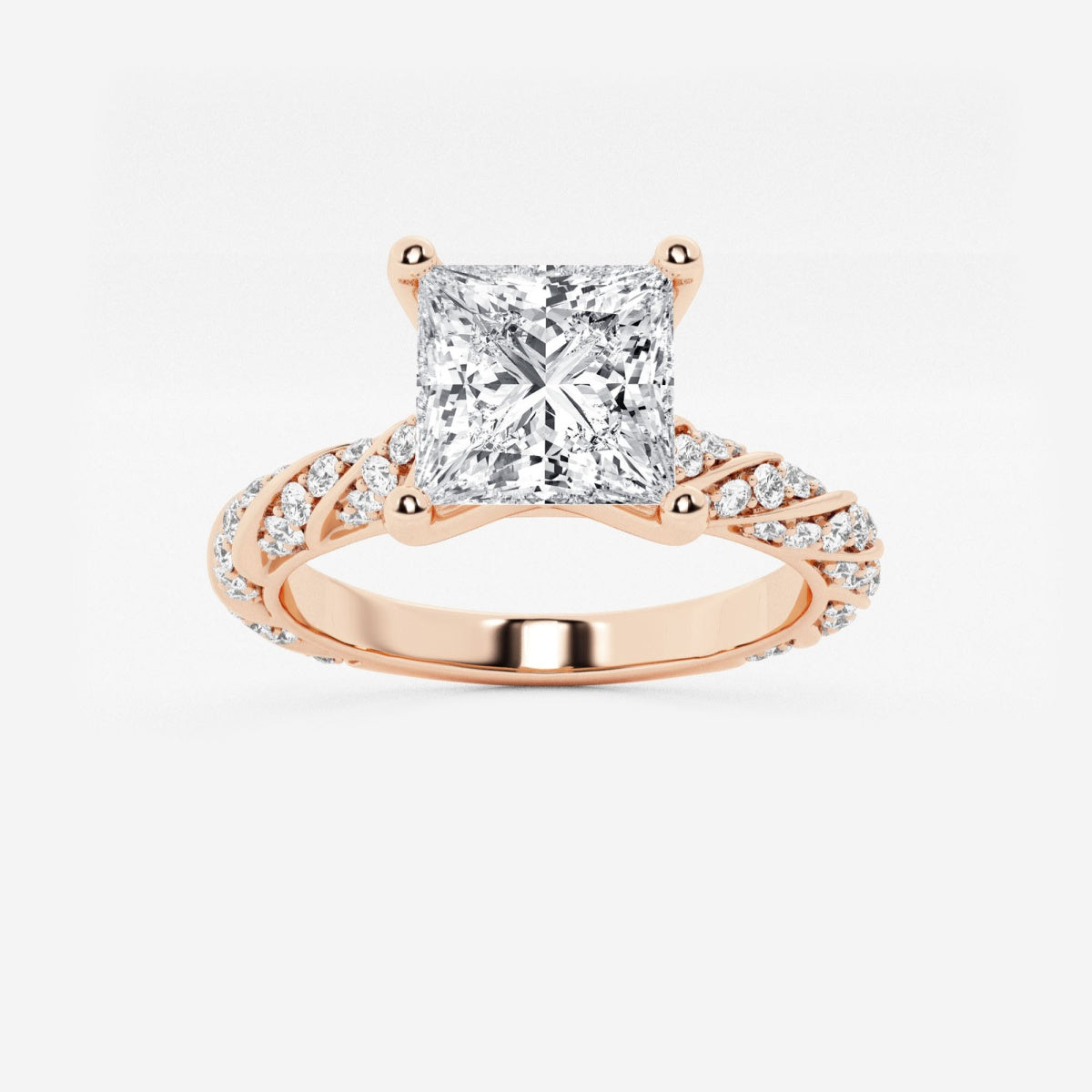 Lila - Ribbon Side Stones Engagement Ring