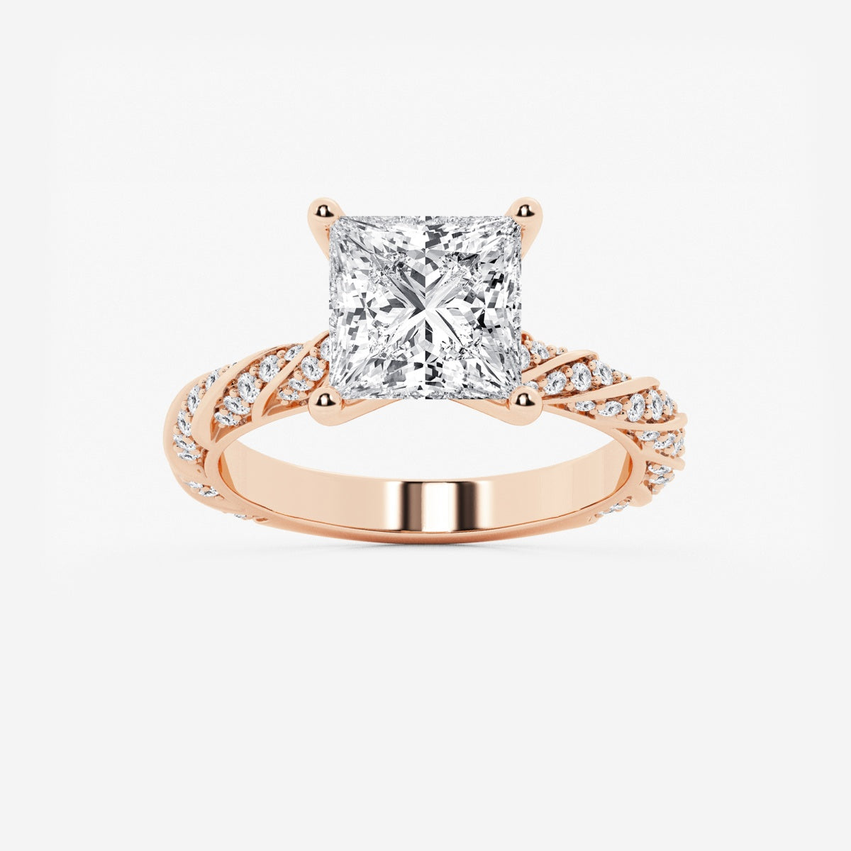 Lila - Ribbon Side Stones Engagement Ring