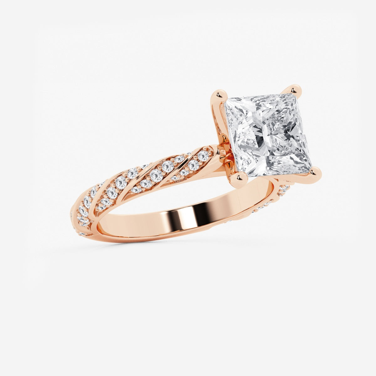 Lila - Ribbon Side Stones Engagement Ring