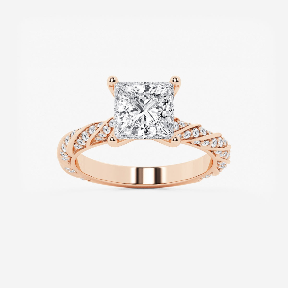 Lila - Ribbon Side Stones Engagement Ring