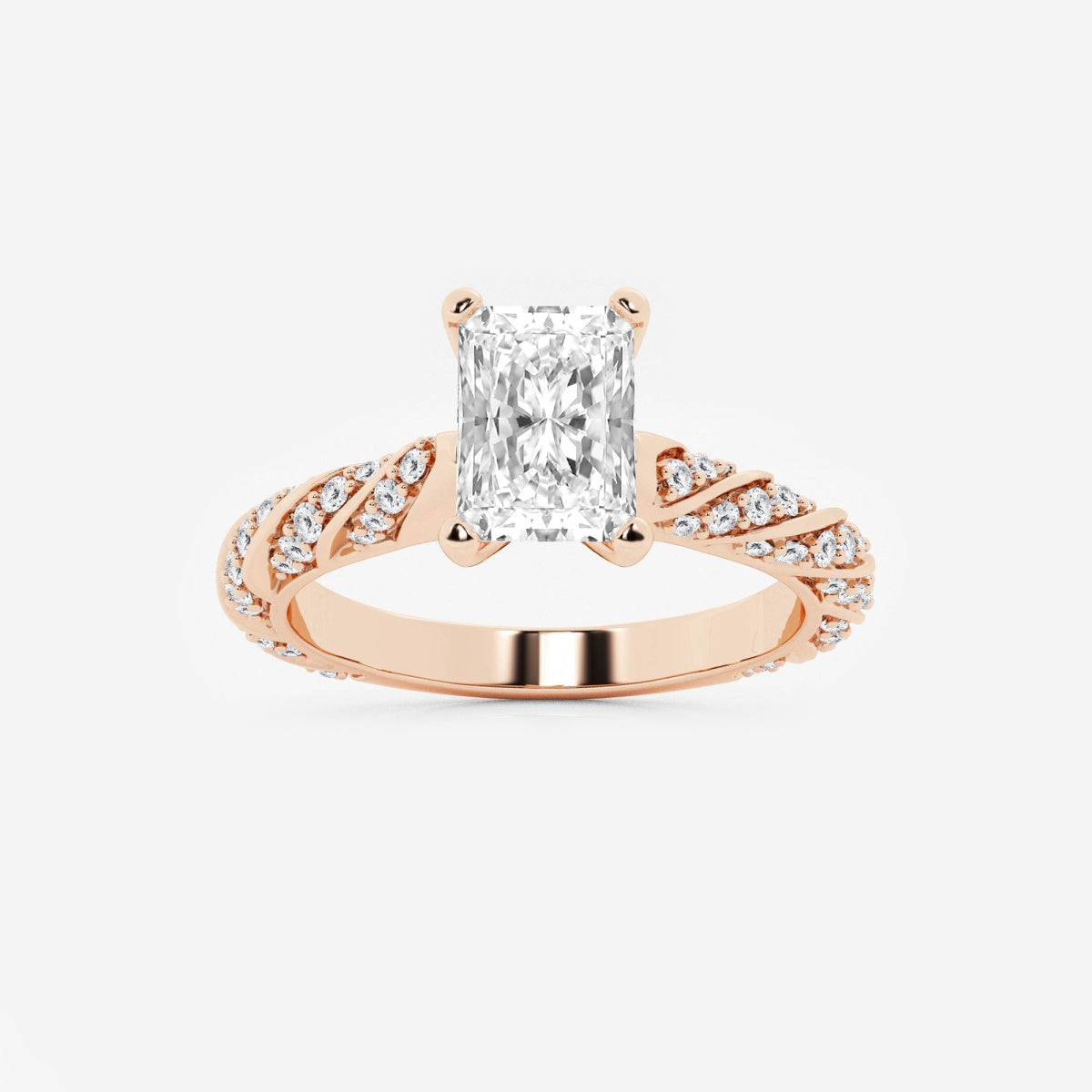 Lila - Ribbon Side Stones Engagement Ring