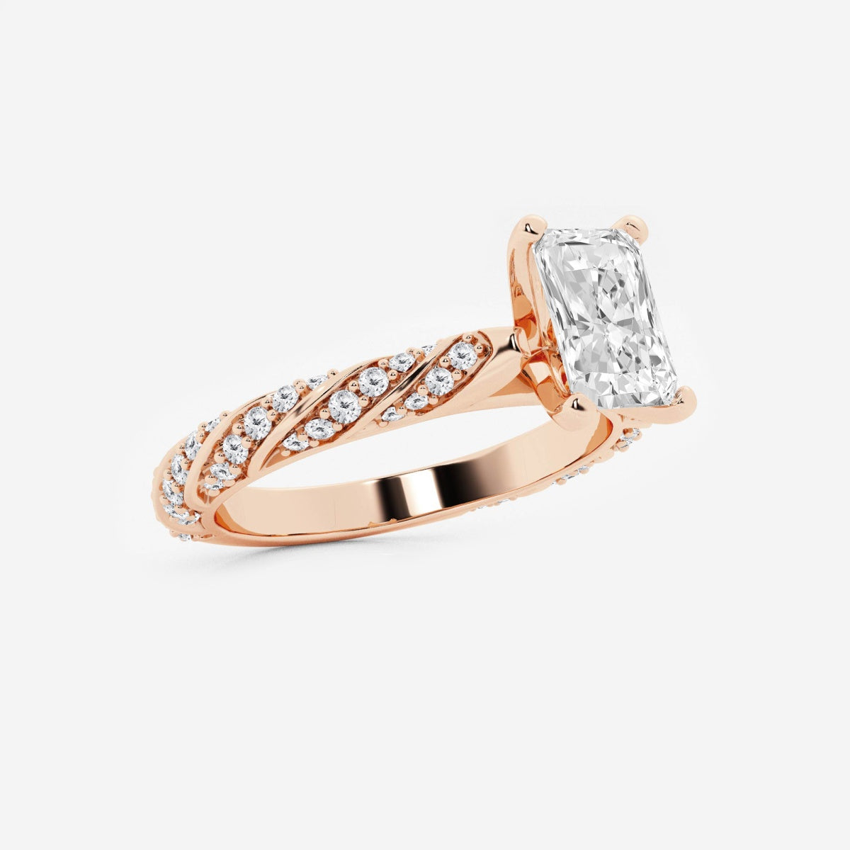 Lila - Ribbon Side Stones Engagement Ring