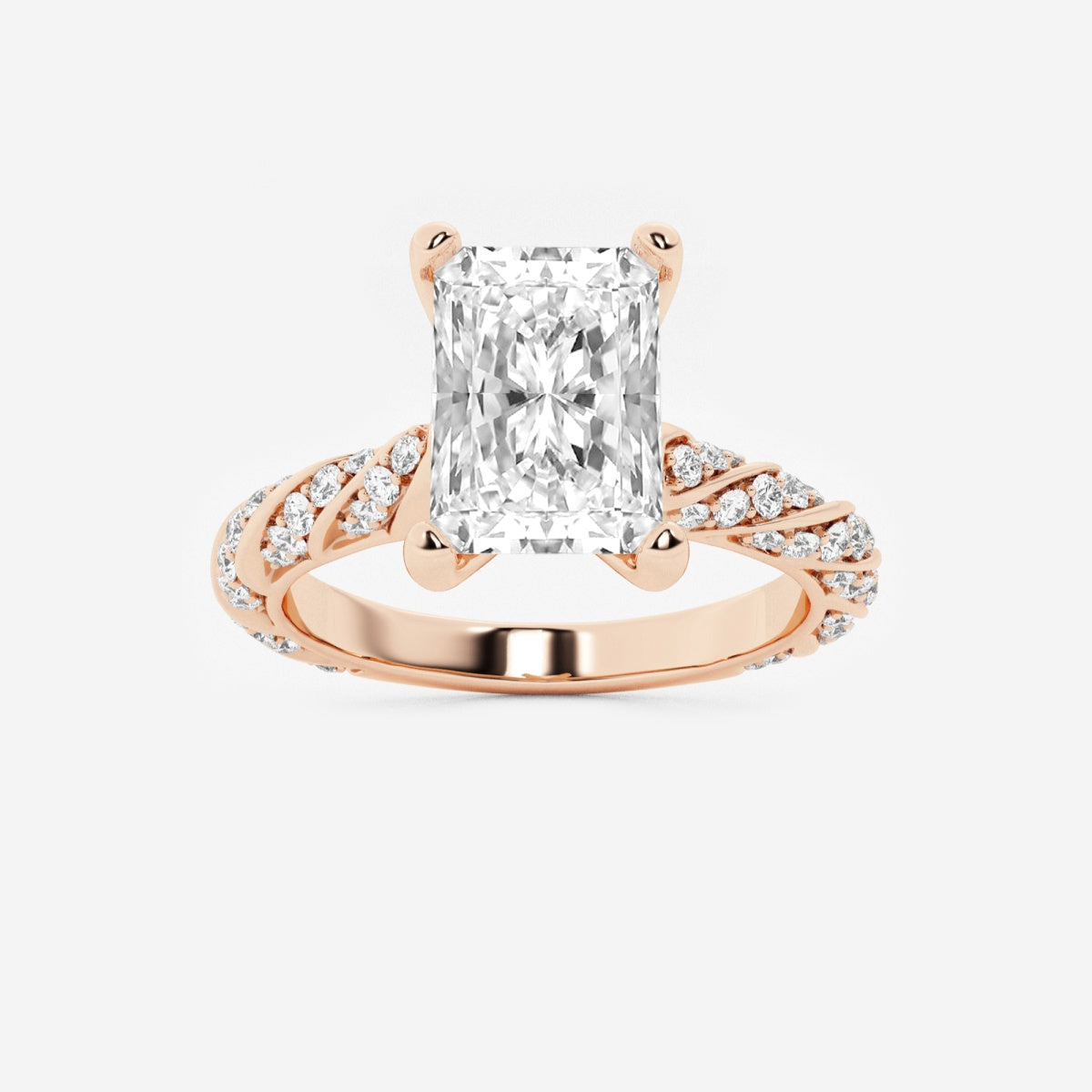 Lila - Ribbon Side Stones Engagement Ring