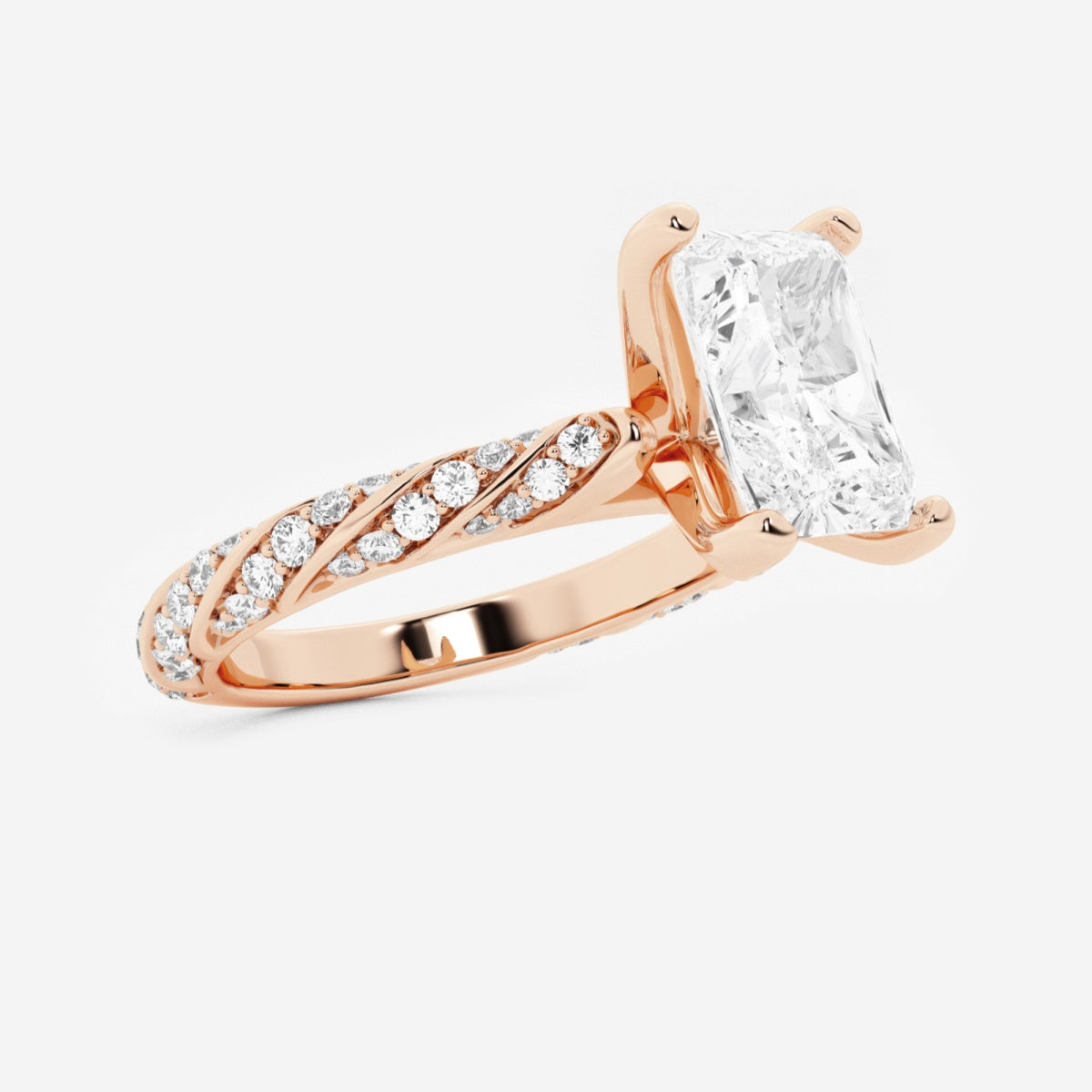 Lila - Ribbon Side Stones Engagement Ring